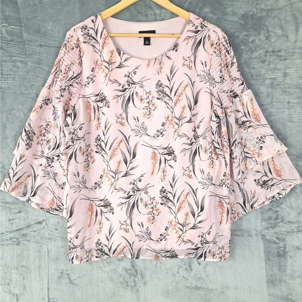 Womens Top XL Pink Romantic Floral Garden Fairy Feminine Bloomcore Office Career